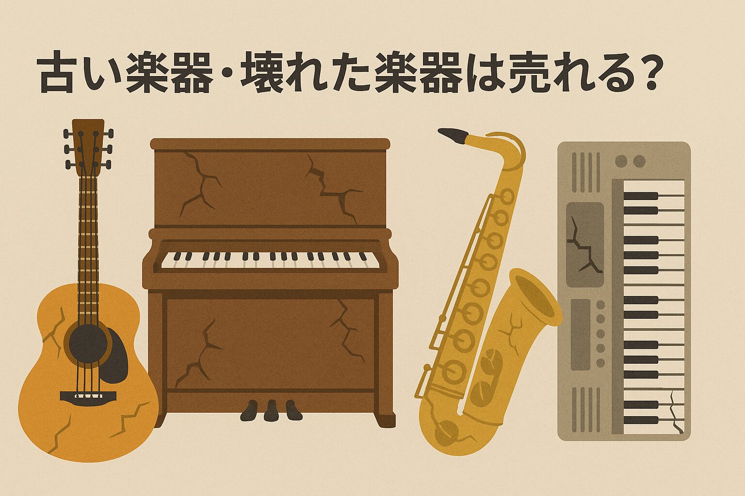 古い楽器・壊れた楽器は売れる？処分方法まとめ｜買取・リサイクル・自治体処分の違いを解説